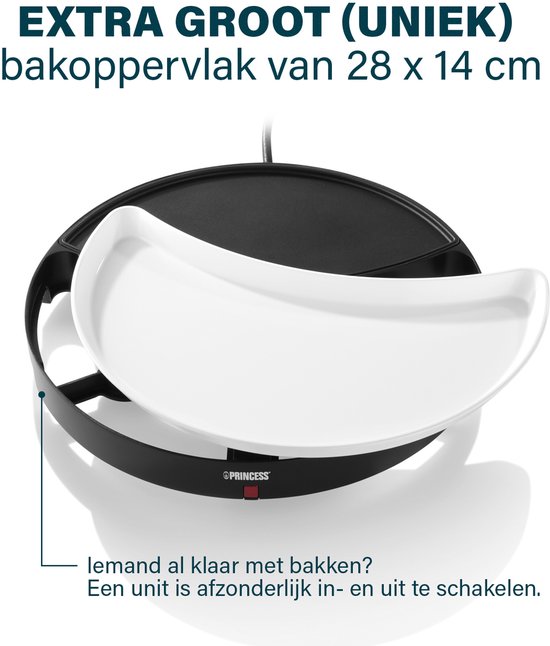 Princess Dinner4All 6 Personen - 103080 & 103082 Gourmetstel - Grill & Bakplaat - Extra lang 2 meter snoer - Vaatwasserbestendig - PFAS-vrij — afbeelding 3