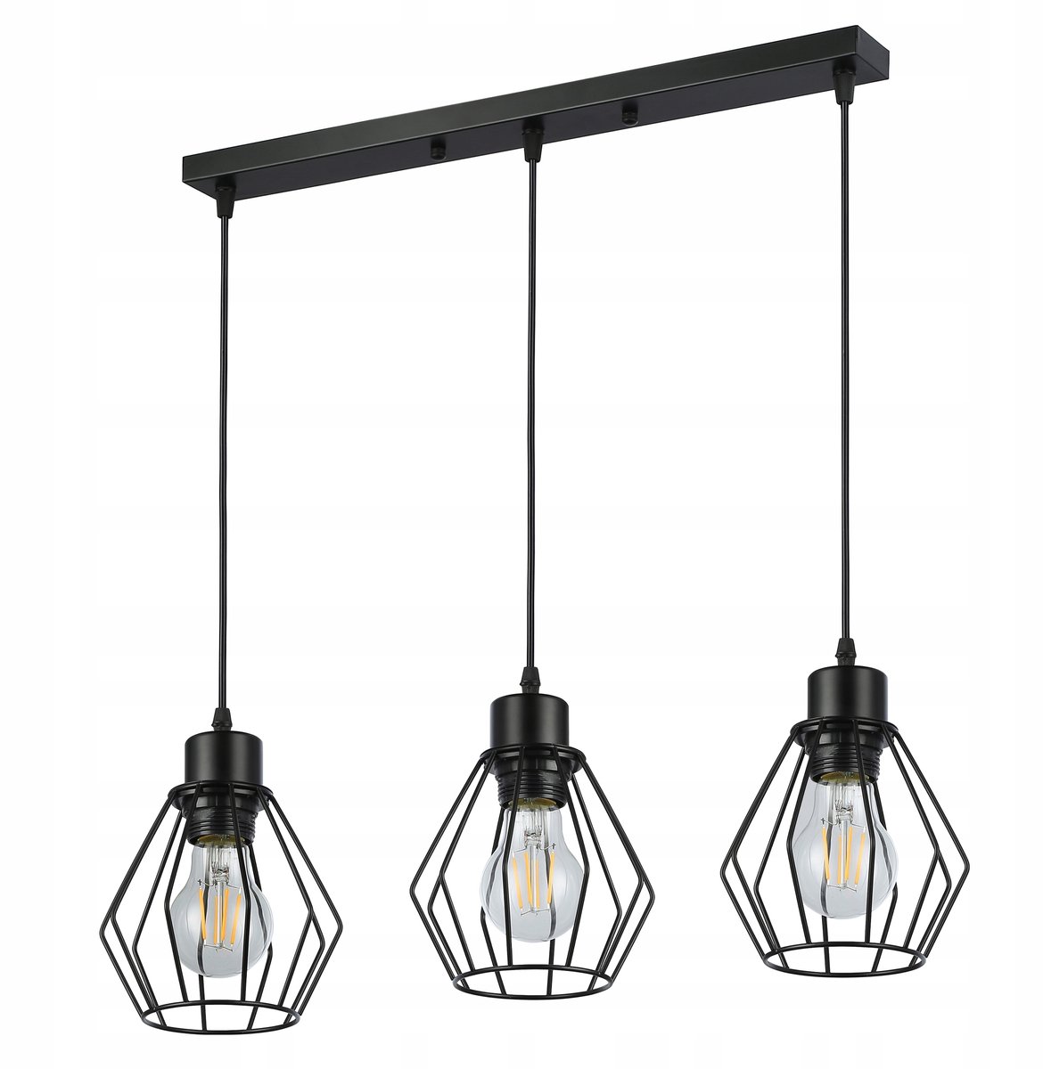 Hanglamp Loft Diamant Metaal Zwart 3x E27
