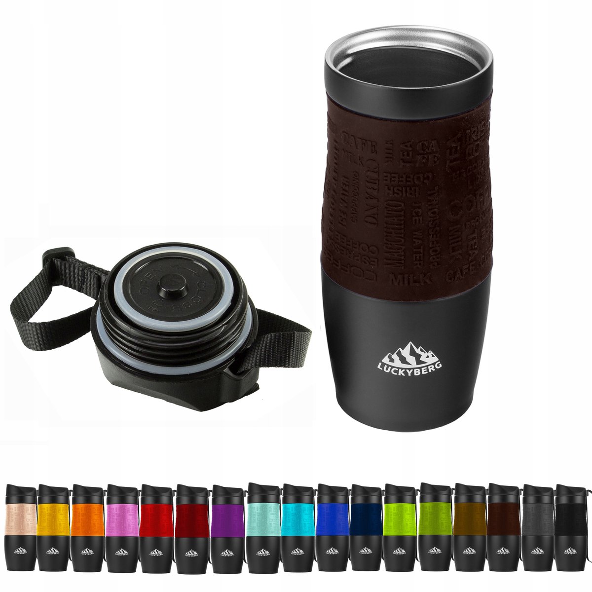 LUCKYBERG Thermosbeker 400ml - RVS, Bruin, 6u Warm