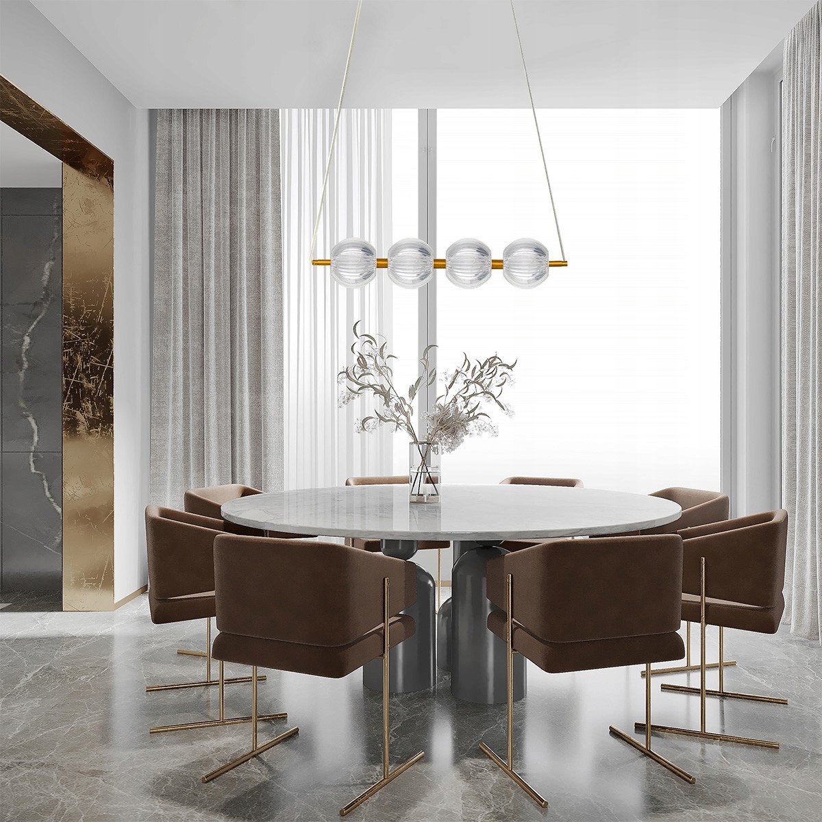 Brillant Hanglamp LED Goud 4 Kristallen Appels Eettafel Glamour