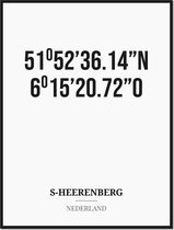 Poster/kaart S-HEERENBERG met coördinaten