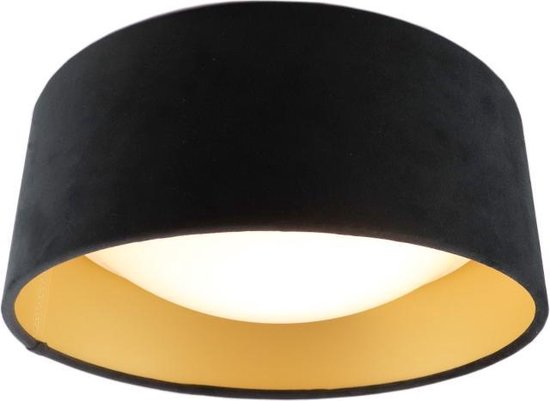 Olucia Dewy - Moderne Plafondlamp - Stof - Goud;Zwart - Rond - 29 cm