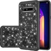 Voor LG V60 ThinQ Glitter Poeder Contrast Huid Schokbestendig Silicone + PC Beschermhoes (Zwart)