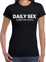 Daily sex connecting people fun t-shirt zwart voor dames XL