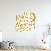 Muursticker I Love You To The Moon And Back -  Goud -  120 x 120 cm  -  baby en kinderkamer  alle - Muursticker4Sale