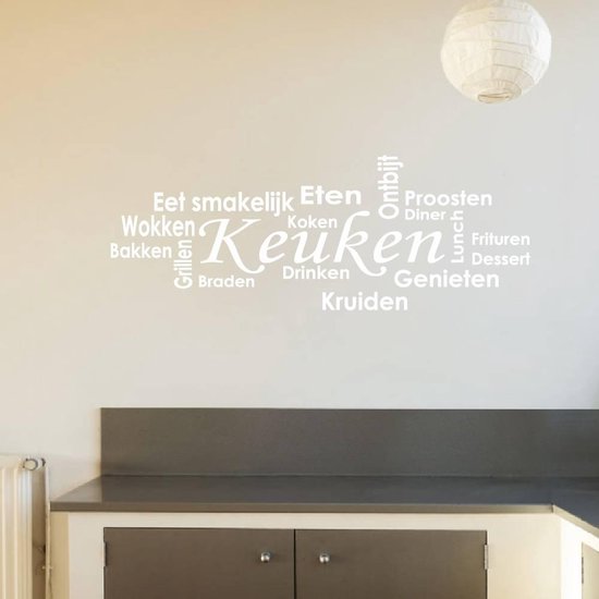 Muursticker Keuken - Wit - 80 x 30 cm - taal - nederlandse teksten keuken alle