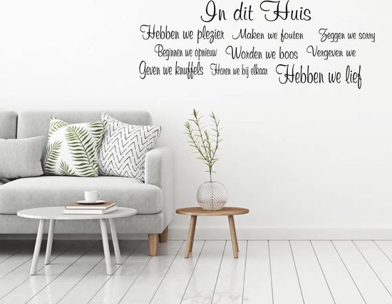 Muursticker In This House - Zwart - 120 x 44 cm - Muursticker4Sale