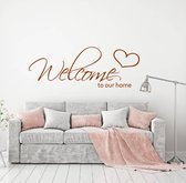 Muursticker Welcome To Our Home -  Bruin -  120 x 44 cm  -  woonkamer  engelse teksten  alle - Muursticker4Sale