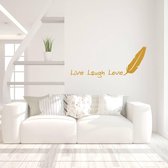 Muursticker Live Laugh Love -  Goud -  120 x 50 cm  -  slaapkamer  engelse teksten  woonkamer  alle - Muursticker4Sale