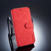 DG.MING Retro Oil Side Horizontal Flip Case voor Huawei P20 Lite / Nova 3e, met houder & kaartsleuven & portemonnee (rood)