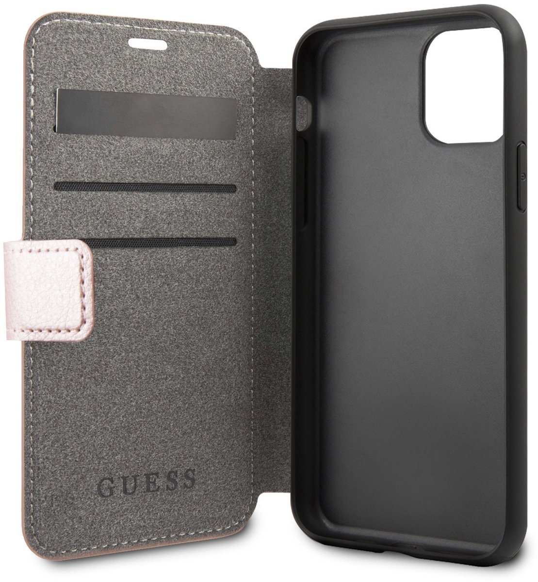 iPhone 11 Pro Bookcase hoesje - Guess - Effen Rose goud - Kunstleer
