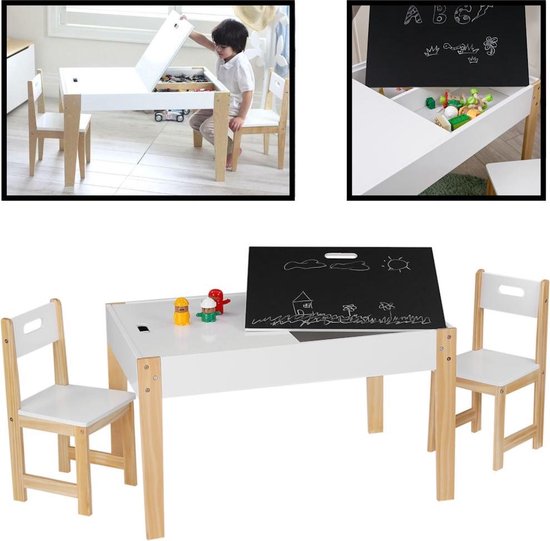 Passend Samenstelling bewaker Decopatent® Kindertafel met stoeltjes van hout - 1 tafel en 2 stoelen -  Kinder tafel... | bol.com