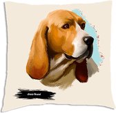 Sierkussen - Chien Dartois - Wit - 45 Cm X 45 Cm