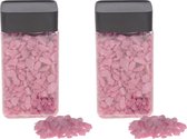 2x Decoratie/hobby stenen roze 600 gram - Home deco woonaccessoires - Knutsel materialen