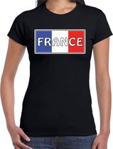 Frankrijk / France landen t-shirt zwart dames - Frankrijk landen shirt / kleding - EK / WK / Olympische spelen outfit S
