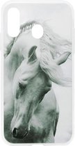 ADEL Siliconen Back Cover Softcase Hoesje Geschikt voor Samsung Galaxy A40 - Paarden Wit