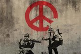 BANKSY Soldiers Painting Peace Sign Canvas Print
