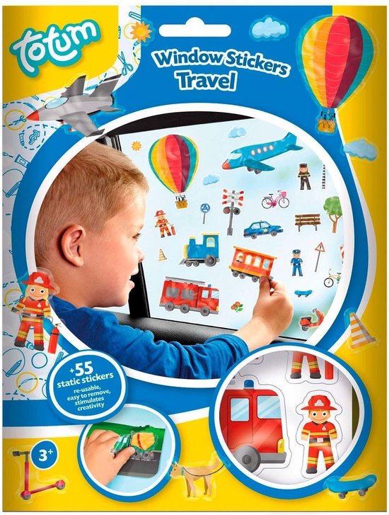 Auto raamstickers verkeer / reizen thema 55 stuks - in de auto op reis voor kinderen autoraam plakstickers