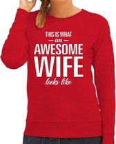 Awesome wife / vrouw / echtgenote cadeau trui rood dames S