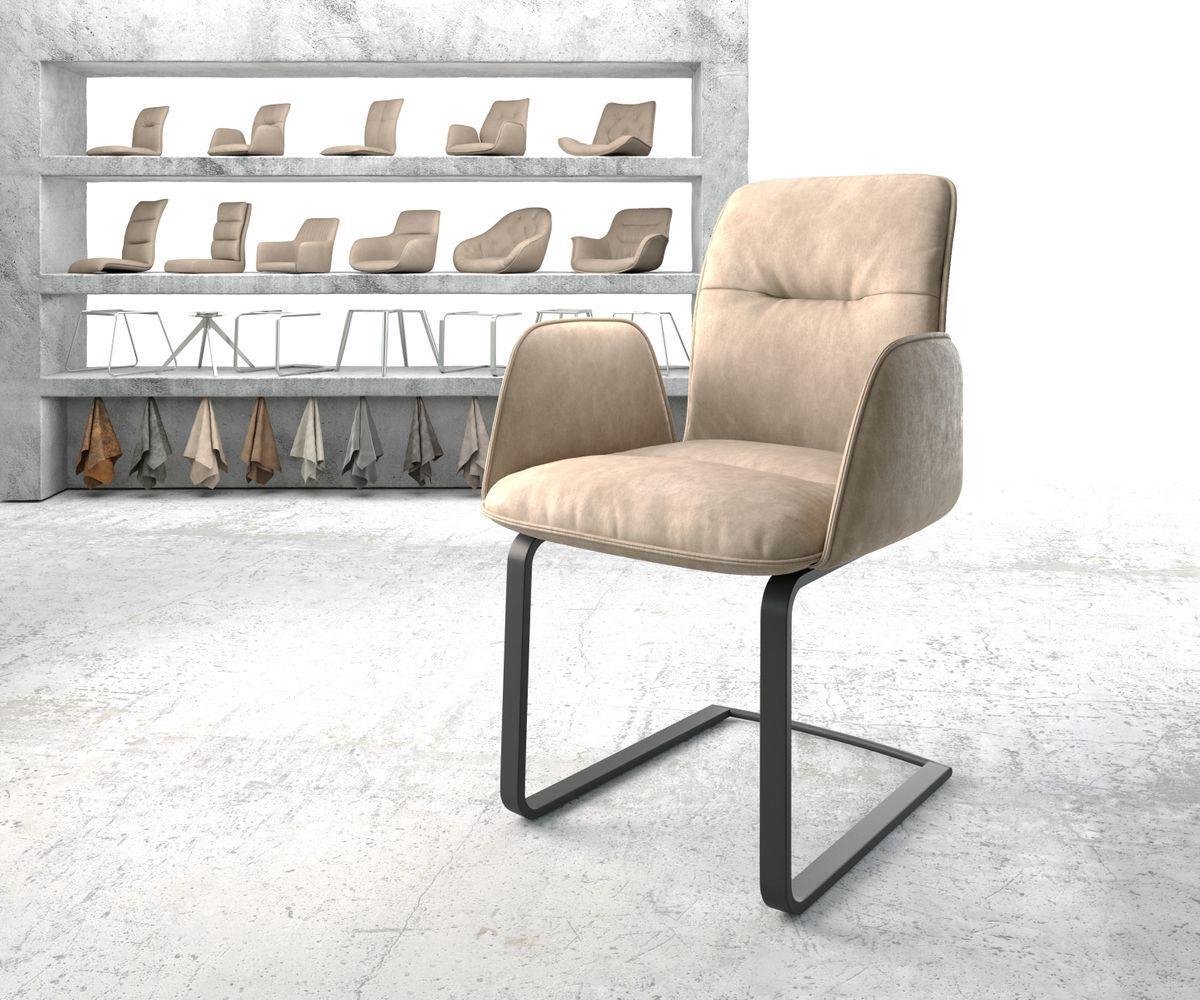 Sledestoel Vinja-Flex sledemodel vlak zwart microvelours beige vintage