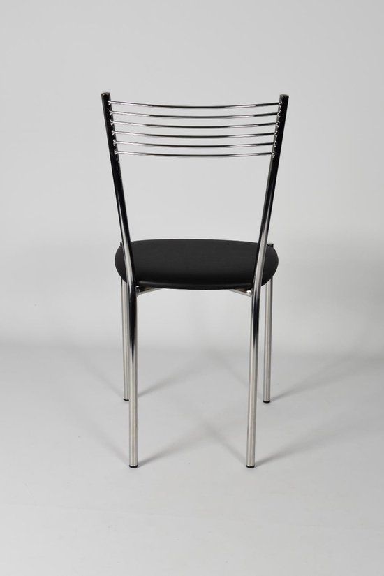Tommychairs - Ensemble de 4 chaises modernes modèle Elegance. Très approprié pour la cuisine, la salle à manger, mais aussi pour la restauration. Structure en acier chromé avec assise de chaise en similicuir noir