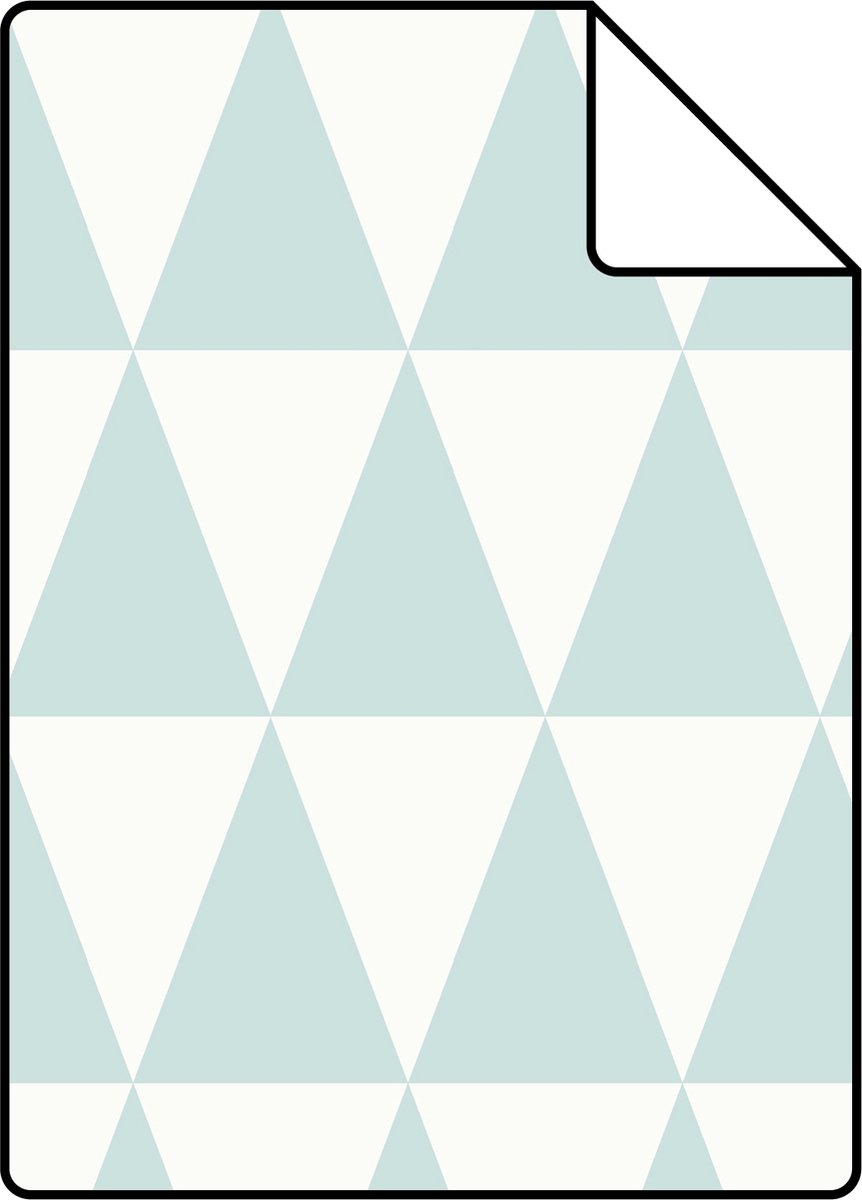 Proefstaal ESTAhome behang grafisch geometrische driehoeken vergrijsd mintgroen en mat wit - 26.5 x 21 cm - 148669-S