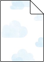 Proefstaal ESTAhome behangpapier gestempelde wolkjes lichtblauw en wit - 138930 - 26,5 x 21 cm