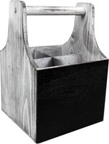 Bierverpakking - Draagtray - Hout - 4 flessen - 17x17x25cm - whitewash - 1 stuks