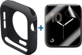 Apple Watch 44MM Hoesje Flexibel TPU met Folie Screenprotector Zwart