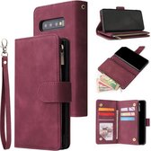 Luxe Telefoonhoesje voor Samsung Galaxy S10 | Hoogwaardig Leren Bookcase | Lederen Wallet Case | Luxe Uitstraling | Pasjeshouder 6 stuks | Portemonnee | Rits | Rood