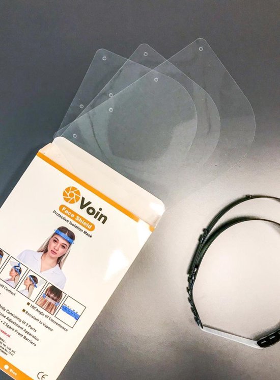 Spatmasker Gezichtscherm - 1 Voorkap + 2 Reserve Schermen – Afwasbaar – Transparant