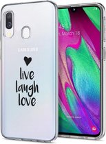 iMoshion Hoesje Geschikt voor Samsung Galaxy A20e Hoesje Siliconen - iMoshion Design hoesje - Transparant / Zwart / Live Laugh Love