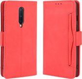 Voor OnePlus 8 Wallet Style Skin Feel Calf Pattern lederen tas met aparte kaartsleuf (rood)