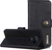 Voor LG Q70 KHAZNEH koeienhuid textuur PU + TPU horizontale flip lederen tas met houder & kaartsleuven & portemonnee (zwart)