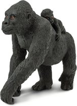Safari Laagland-gorilla Met Baby Junior 10 Cm Rubber Zwart