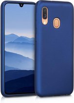 silicone case Samsung Galaxy A40 - blauw + glazen screen protector