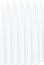 12x Witte dinerkaarsen 25 cm 8 branduren - Geurloze kaarsen wit - Tafelkaarsen/kandelaarkaarsen