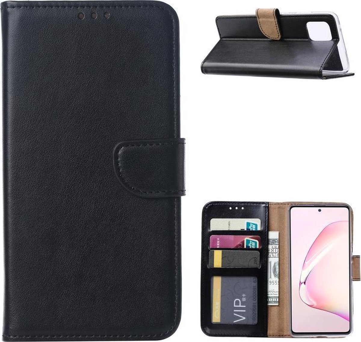Bookcase Geschikt voor: Samsung Galaxy A81 - Zwart - portemonnee hoesje