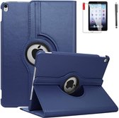 Draaibaar Hoesje Geschikt voor Apple iPad Air 1 & Air 2 (2013 & 2014) / iPad 2017 / iPad 2018 - 9.7 inch Case hoes met Screen Protector en Stylus - donker blauw
