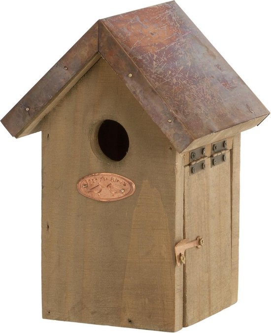 Maison d'oiseau en bois / nichoir toit en cuivre de troglodyte - Décoration  de jardin