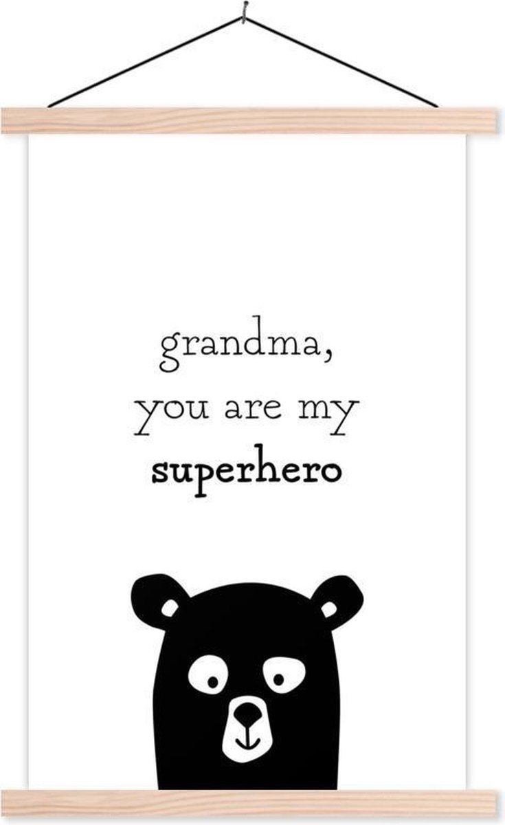 Mooi geschenk voor Moederdag – Quote grandma you are my superhero – superheld wit schoolplaat platte latten blank schoolplaat 40x60 cm - Foto print op textielposter (wanddecoratie woonkamer/slaapkamer)