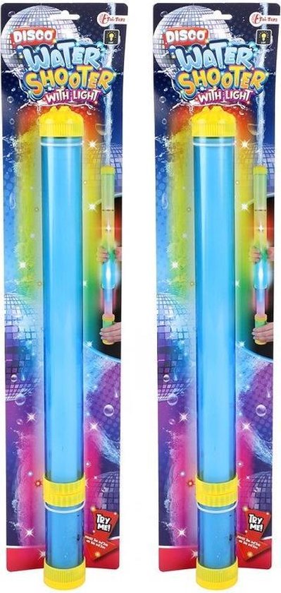 2x Waterpistolen/waterpistool/ waterspuit 46 cm met blauw licht  kinderspeelgoed - waterspeelgoed van kunststof