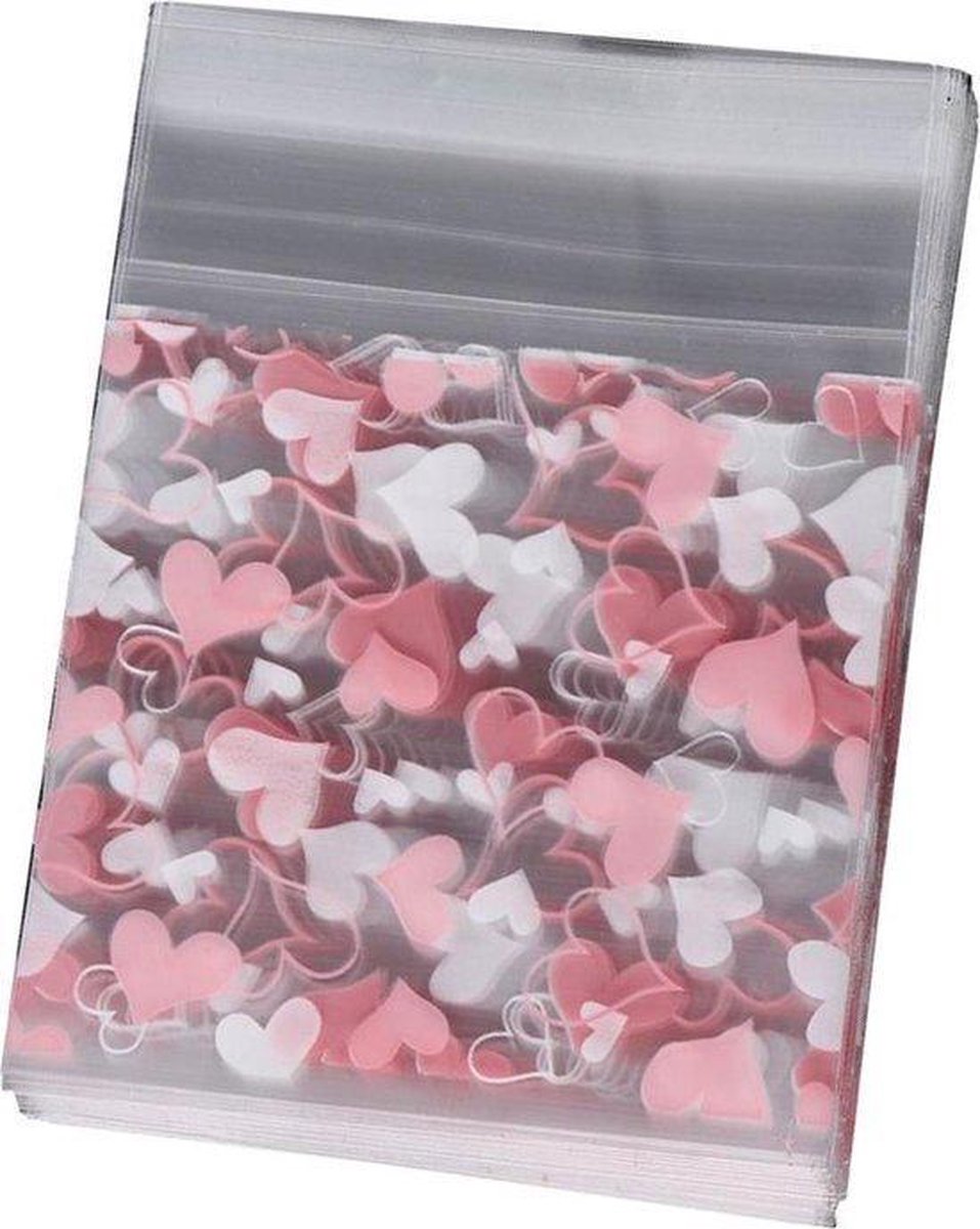 100 Transparante uitdeelzakjes met Hartjes - Plastic Traktatie zakjes -  Roze Doorzichtig | bol.com