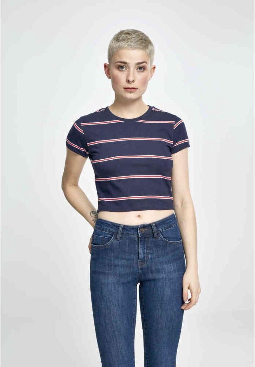 Urban Classics Yarn Dyed Skate Stripe Crop top XL Blauw