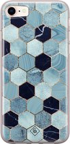 iPhone 8/7 hoesje siliconen - Blue cubes | Apple iPhone 8 case | TPU backcover transparant