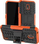 Voor Nokia 2.2 Tire Texture TPU + PC Shockproof Case met houder (oranje)