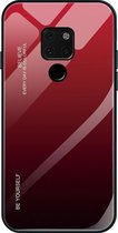 Voor Huawei Mate 20 Gradient Color Glass Case (rood)