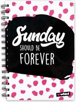Verhaak Spiraalschrift Sunday Forever A5 Papier Zwart/wit/roze