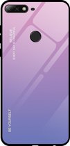 Voor Huawei Honor 7C / Enjoy 8 / Y7 (2018) Kleurverloop glazen behuizing (lichtpaars)