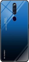 Voor OPPO F11 Pro Gradient Color Glass Case (blauw)
